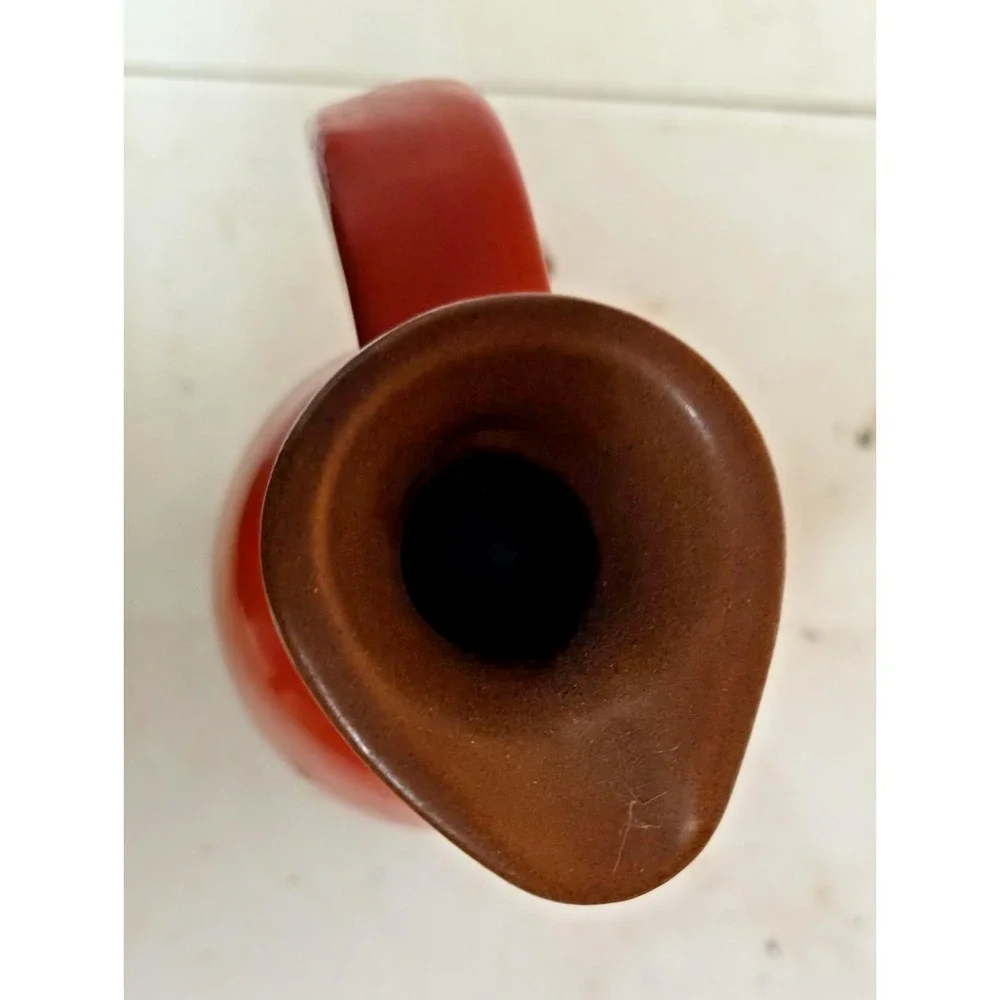 Vintage Frankoma Pottery Flaming Red Orange 24 Ounce Pitcher #835 - Picture 3 of 7